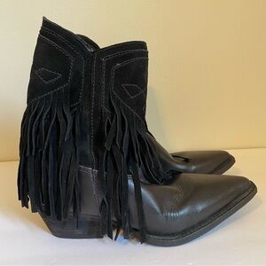 FREE PEOPLE Black Tassel Western Style Boots | 37.5 EU